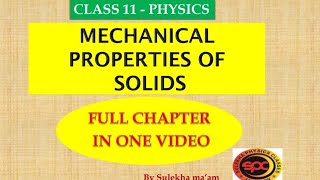 MECHANICAL PROPERTIES OF SOLIDSONE SHOTCH9CLASS 11CBSE BOARD 2122NEETJEEENGLISH MEDI [upl. by Ardnaxila646]