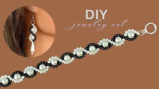 jewelry making tutorial Elegant design Beaded bracelet Beaded earrings [upl. by Ymarej515]