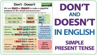 Dont vs Doesnt in English  Simple Present Tense [upl. by Yenettirb968]