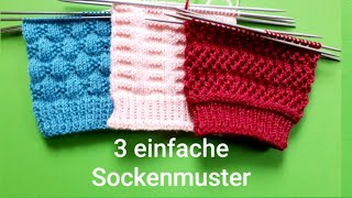 3 einfache Sockenmuster stricken [upl. by Elata]