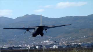 Landing Transall C160 61MW French Air Force ClermontFerrand Auvergne Airport CFELFLC [upl. by Latnahc]