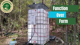 IBC off grid outdoor shower  hipcamp and house build [upl. by Jobyna15]