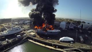 Yacht Fire M V Polar Bear San Diego Calif [upl. by Aiker]