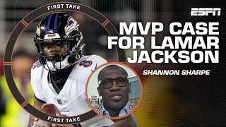 Shannon Sharpe makes an MVP case for Lamar Jackson 👀  First Take [upl. by Danuloff]