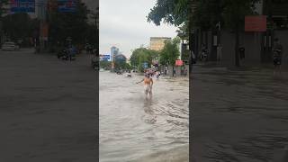 Heavy rain causes street flooding rain shorts flood [upl. by Jourdan]