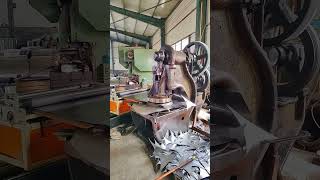 Round iron sheet blanking process Good tools and machinery make work easy [upl. by Annahahs]