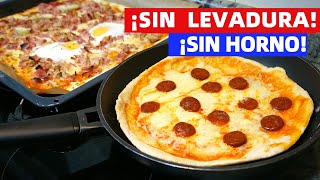 Pizza con masa casera SIN LEVADURA y sin reposo con y sin horno [upl. by Calli]