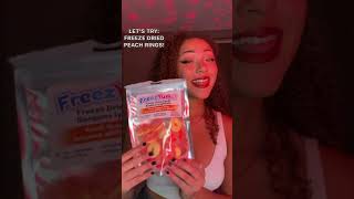 ASMR MUKBANG  eating freeze dried peach ring candy That crunch is AMAZING 😍asmr sleep mukbang [upl. by Eneryt]