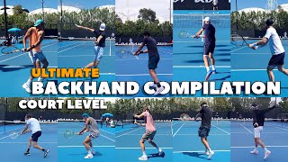 Slow Motion ATP Backhand Technique Compilation  Court Level DoubleHanded amp OneHanded 4K 60FPS [upl. by Dunn]