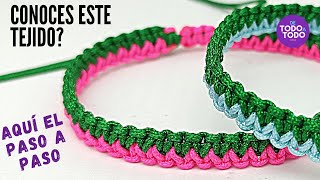 ⭐Cómo hacer pulseras de hilo FÁCILES en macramé Variación Nudo Plano dos colores 👫UNISEX DIY [upl. by Axel]