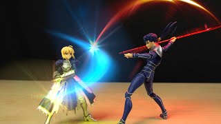 Clash of Sword and Lance  figma Saber VS figma Lancer StopMotion [upl. by Alvera]