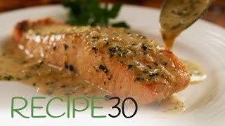 Perfect Pan Seared Salmon with Lemon butter Cream Sauce and Crispy Skin [upl. by Hamilton365]