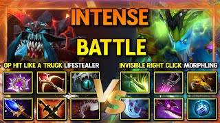 INTENSE HARD CARRY BATTLE  OP HIT LIKE A TRUCK Lifestealer Vs INVISIBLE RIGHT CLICK Morphling DotA [upl. by Rickert]