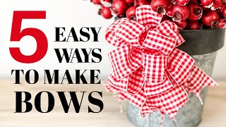 How to Make a Bow with Wired Ribbon  5 EASY ways [upl. by Behlke]