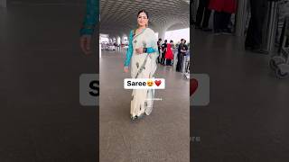 Glamorous Raveena Tandon Stuns in Cream Saree at Airport [upl. by Anina]