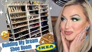 How To Assemble IKEA Billy Bookshelves  CHEAP  GLAM Way To Organize Shoes MY DREAM Shoe Room [upl. by Maibach]