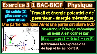 Travail et énergie potentielle de pesanteur  Exercice 3  Solide se déplaçant sur une piste ABCD [upl. by Nevins588]