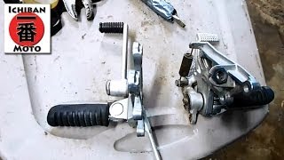 Ichiban Cafe Racer Part 20 How to install Sport Bike Rear Sets On a Vintage Motorcycle [upl. by Toffic]