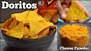 How to Make DORITOS at Home  NACHOS with Cheese Powder amp Salsa Dip Recipe [upl. by Nahtannhoj]