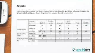 Prüfungsaufgabe Nutzwertanalyse Abschlussprüfung Industriekaufleute Groß und Außenhandel ua [upl. by Kaz]