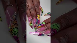 LISA FRANK REALNESS🎀💕💛💚🐯 nailart naildesigns newnailtech nailtechician nailinspo [upl. by Ragland]