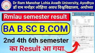 rmlau result 2024 ba bsc bcom 2nd 4th 6th semester result aagaya  ba bsc bcom result out [upl. by Dinnie461]