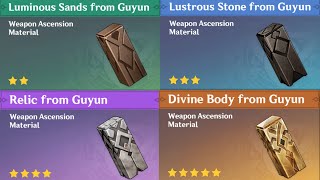 How to Farm Luminous Sands  Lustrous Stone  Relic  Divine Body from Guyun  Genshin Impact [upl. by Asiel355]