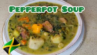 Jamaican Pepperpot SoupHow to Cook Pepperpot SoupCallaloo Soup WSalt BeefEasy Soup Recipe [upl. by Bocoj]