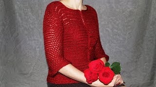 How to crochet womens cardigan  video tutorial with detailed instructions [upl. by Ardekal]