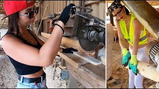 Girls Learn Wood Processing at a Sawmill from Logs to Pallets and Stakes 🌲✨ [upl. by Amargo455]