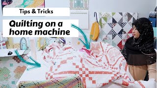 HOW TO QUILT large quilt on REGULAR SEWING MACHINE [upl. by Limemann730]