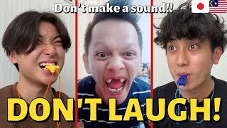 Japanese try quotDont laugh challengequot at Malaysian funny video [upl. by Aggi966]