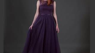 Abendkleid dunkelviolett mit Feintüll und Spitze [upl. by Jonati]