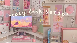 DESK SETUP MAKEOVER ♡ for cozy gaming and work from home pastel aesthetic [upl. by Story]