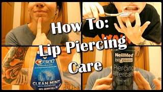 HOW TO Different Ways To Clean A Healing Labret Lip Piercing [upl. by Trometer38]