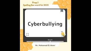 نطق كلمات مسابقة نحلة التهجى Spelling bee 2025 للصف الاول الاعدادى اعداد أ محمد النمر بالأزهر [upl. by Nilrah731]