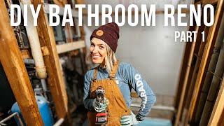 Renovating our bathroom by ourselves  DIY Budget Remodel part 1 [upl. by Rosetta113]