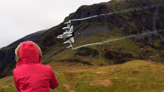 RAF Tornado 4Ship Low Level Mach Loop Flyby [upl. by Ailyn293]