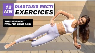 Exercises For DIASTASIS RECTI  BEST 12 Min Workout To Heal Your Ab Separation with instructions [upl. by Nytsirt]