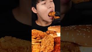 French fries 🍟🍟 with fried chicken 🍗🍗 and burger 🍔🍔 2millionviews mukbang eatsomething [upl. by Iaoh]