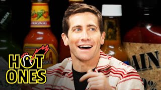 Jake Gyllenhaal Gets a Leg Cramp While Eating Spicy Wings  Hot Ones [upl. by Natsyrt]