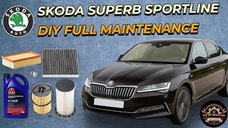 DIY Skoda Superb Sportline Full Maintenance Job Fuel Oil Air Cabin Filter [upl. by Aicenek14]