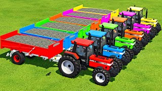 HARVEST LOAD amp TRANSPORT POPPY WITH CASE COLORED TRACTORS  Farming Simulator 22 [upl. by Aisemaj]