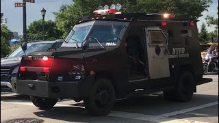 RARE NYPD Bearcat SWAT Truck ESS 10 SUV and FDNY Tiller Ladder 40 Responding 62517 [upl. by Evette960]