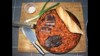 Baked Beans in der Eisenpfanne mit Rumpsteaks vom Beefeater  Steakthatcom [upl. by Ayota670]