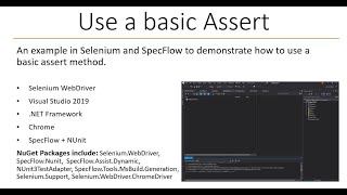 Using a basic assert in Selenium SpecFlow and C  Part 5 [upl. by Diane-Marie]