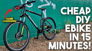 HOW TO CONVERT A CHEAP BIKE INTO AN EBIKE IN 15 MINUTES [upl. by Silirama989]