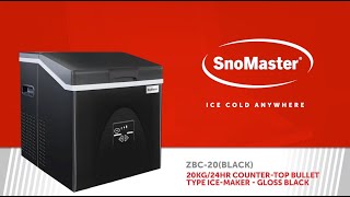 SnoMaster 20Kg24Hr CounterTop Bullet Type IceMaker  Gloss Black ZBC20BLACK [upl. by Attenyw]