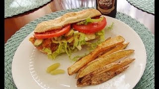 SassEsnacks ASMR Catfish Po Boy Sandwich amp Fries  Eating Sounds  Mukbang [upl. by Terrag]