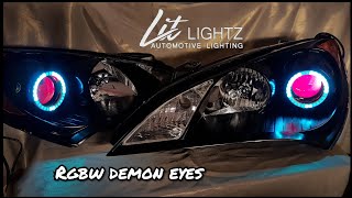 RGB Demon Eyes Halo Blackout  Lit Lightz  Genesis Coupe [upl. by Anohsal100]